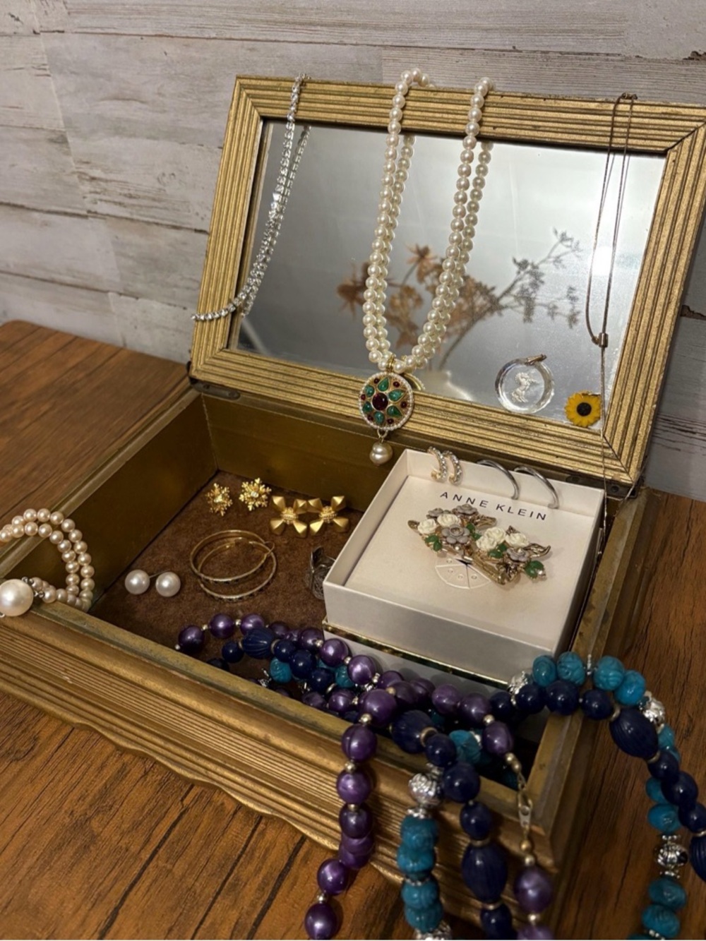 Vintage Jewelry Box with Assorted Vintage Jewelry